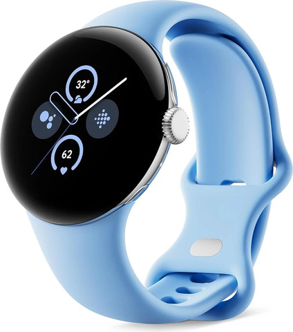 שעון חכם Google Pixel Watch 2 (GPS) 40mm במארז אלומיניום כסף עם רצועה פעילה כחול שמיים