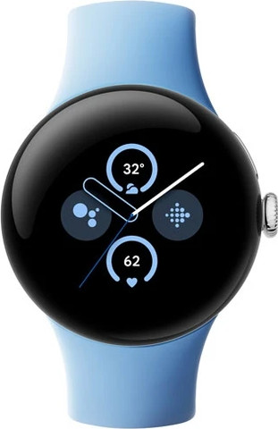 שעון חכם Google Pixel Watch 2 (GPS) 40mm במארז אלומיניום כסף עם רצועה פעילה כחול שמיים