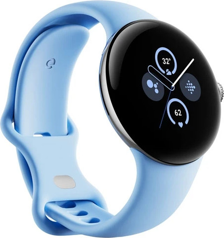 שעון חכם Google Pixel Watch 2 (GPS) 40mm במארז אלומיניום כסף עם רצועה פעילה כחול שמיים