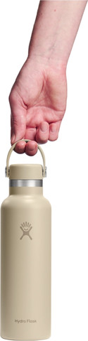 בקבוק שתייה תרמי מנירוסטה 621 מל עם מכסה Flex מבית Hydro Flask – בז