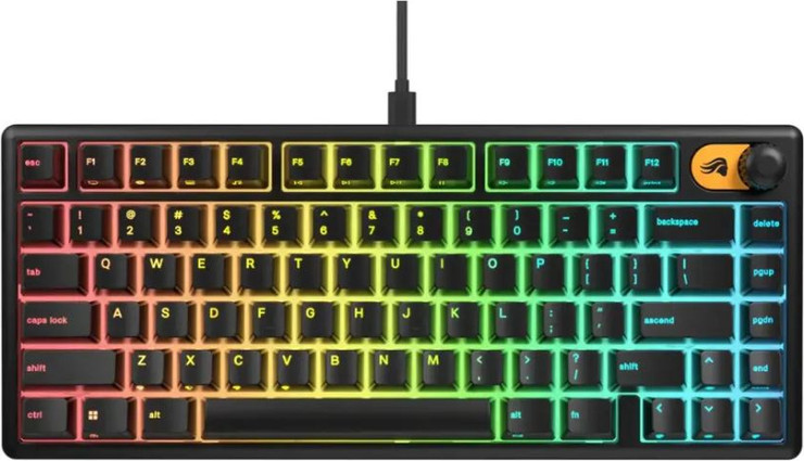 מקלדת גיימינג חוטית Glorious GMBK 75% עם תאורת RGB שחור