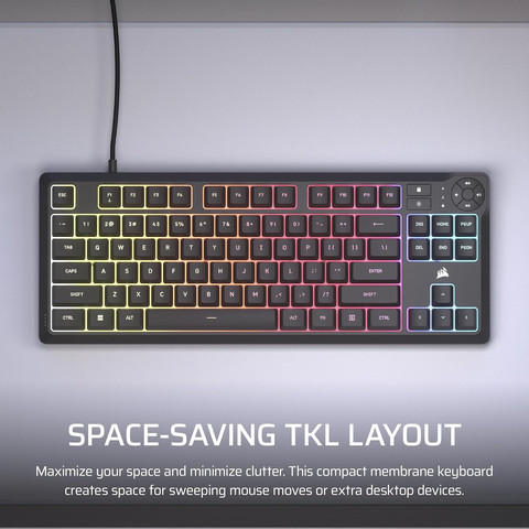מקלדת גיימינג חוטית Corsair K55 Core TKL RGB