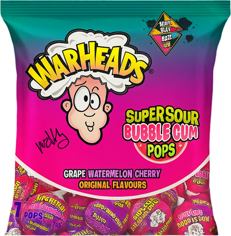 Warheads Super Sour Candy  וורהאדס סוכריות על מקל סופר חמוצות בטעי פירות