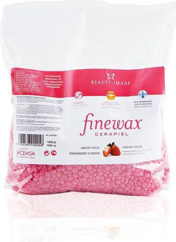 שקית פניני שעווה מתקלפת ורודה ריח תות 1 ק״ג FineWax Strawberry Flavour