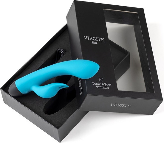 ויברטור עם גירוי בצורת לשון V7 Dual G-Spot מבית VIRGITE - בצבע טורקיז