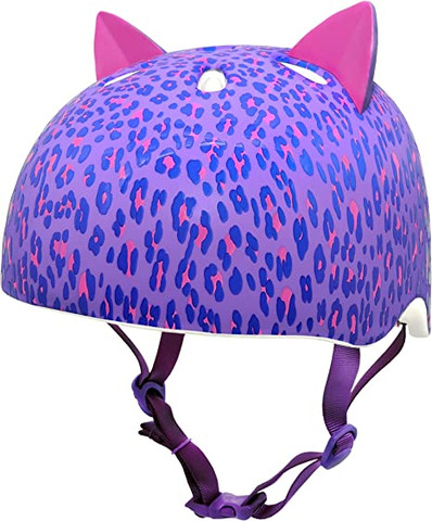 קסדת ילדים מעוצבת 3D עם פתחי אוורור לגיל 8+ - חתול מנומר סגול