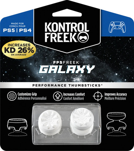 צמד מתאמים ארגונומיים לאגודל ל- PS5/PS4,  מהדורת FPS Freek Galaxy לבן