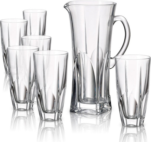 סט 6 כוסות שתיה 350ml + קנקן FJORD 1000ml קריסטל בוהמיה