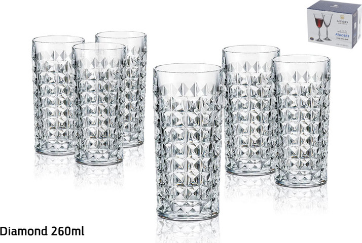 סט 6 כוסות שתיה 260ml DIAMOND קריסטל בוהמי