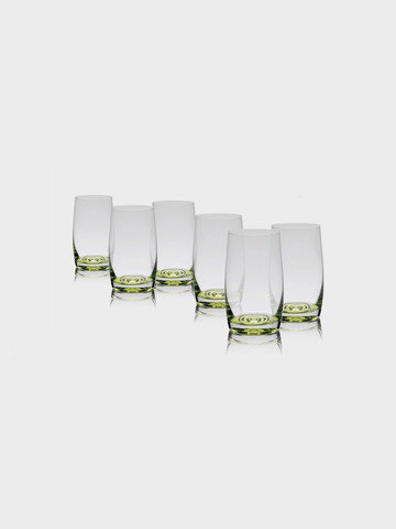 סט 6 כוסות שתייה 380 מ"ל PavoGreenish קריסטל בוהמיה