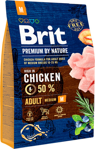 בריט אוכל לכלבים בוגר גזע בינוני 3 ק"ג BRIT ADULT MEDIUM