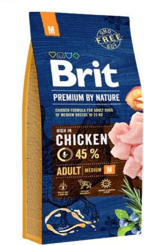 בריט אוכל לכלבים בוגר מגזע בינוני 15 ק"ג BRIT ADULT Medium