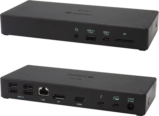 תחנת עגינה חכמה בחיבור Thunderbolt 3 לתצוגה משולשת עם אספקת חשמל W96 שחור