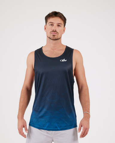 VN Racer Tank - גופיית ריצה לגבר בצבע גיאומטרי הרים - כחול