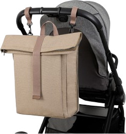 תיק החתלה דגם Urban Rolltop מבית Baby Boss - צבע בז' מלאנג'