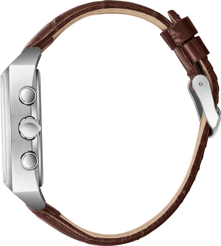 שעון גברים Lee Cooper London LC08180.362 מרובע כסף עם לוח שחור ורצועת עור חומה Multi Function