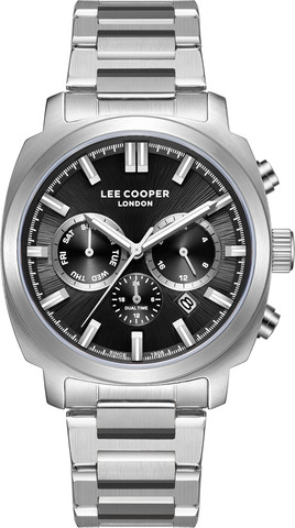 שעון גברים Lee Cooper LC08144.350 – רצועת פלדת אל-חלד, לוח שחור, Multi Function