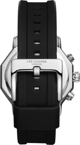 שעון גברים Lee Cooper London LC08238.351 כסף עם רצועת סיליקון שחורה Multi Function