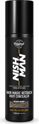 NISH MAN Hair Magic Retouch Root Concealer – Medium Brown 100ml צבע שורשים