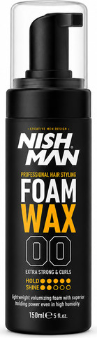 NISH MAN Foam Wax 00 – Extra Strong & Curls קצף ווקס