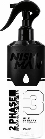 NISHMAN 2 Phase Milk Therapy 3 – ספריי קונדישנר דו-פאזי לשיער ולזקן 400 מ"ל