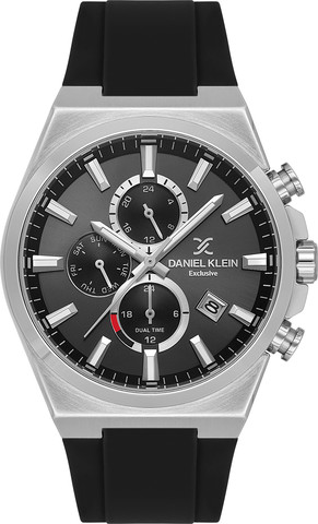 שעון גבר Daniel Klein Exclusive DK.1.14348-1 – אפור שחור עם רצועת סיליקון