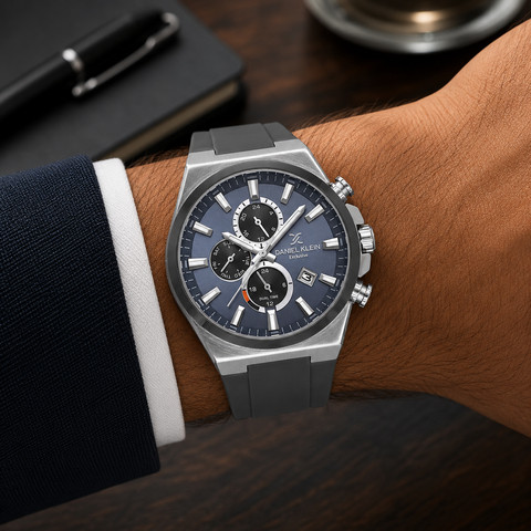 שעון גבר Daniel Klein Exclusive DK.1.14348-3 – אפור כחול עם רצועת סיליקון אפורה