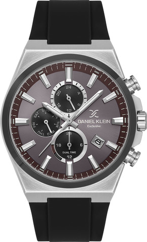 שעון גבר Daniel Klein Exclusive DK.1.14348-5 – בורדו שחור עם רצועת סיליקון