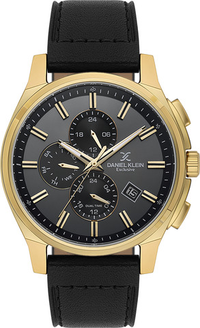 שעון גבר Daniel Klein Exclusive DK.1.14349-4 – זהב ושחור יוקרתי