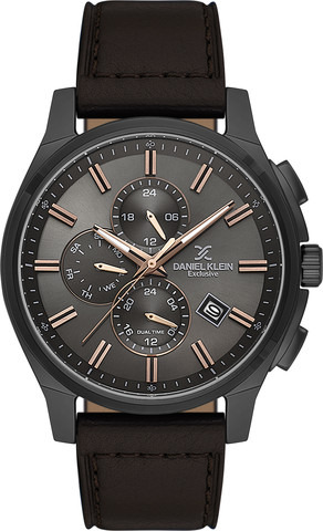 שעון גבר Daniel Klein Exclusive DK.1.14349-5 – שחור מט עם נגיעות רוז גולד