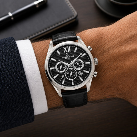 שעון גבר Daniel Klein Exclusive DK.1.14355-2 – כסף ושחור בעיצוב אלגנטי קלאסי