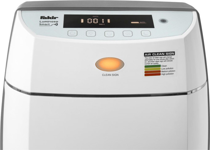 מטהר אוויר חכם נשלט באמצעות Fakir Wi-Fi פאקיר Luminoso Smart - תצוגת LED
