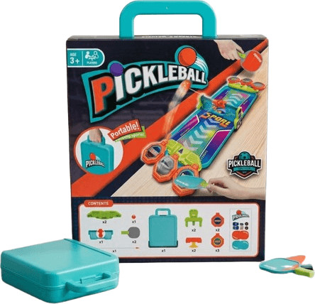 פיקלבול שולחני לילדים במזוודה – משחק Pickleball נייד ל־2 שחקנים לבית ולנסיעות