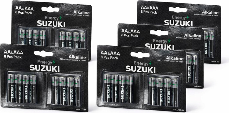 SUZUKI ENERGY – סוללות AA + AAA אלקליין | מארז משולב 8 סוללות| 5 חבילות –סהכ 20 AA20+ AAA