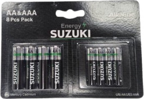 SUZUKI ENERGY – סוללות AA + AAA אלקליין | מארז משולב 8 סוללות| 5 חבילות –סהכ 20 AA20+ AAA