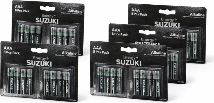 SUZUKI ENERGY – סוללות AAA אלקליין | מארז 8 (LR03) | 5 חבילות – 40 סוללות