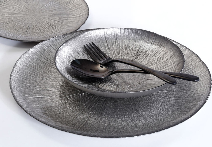 סט צלחות זכוכית 18 חלקים  MARTINEZ Silver
