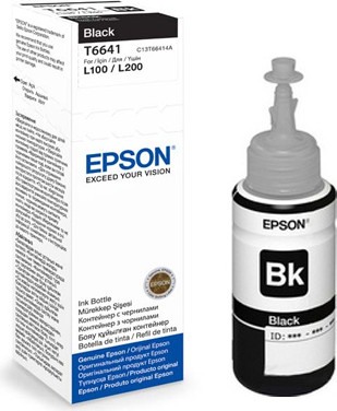 בקבוק דיו שחור מקורי EPSON T6641 (65 מ"ל/6,500 דפים)