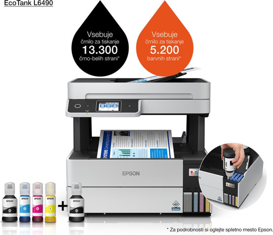 מדפסת אלחוטית משולבת Epson אפסון EcoTank L6490