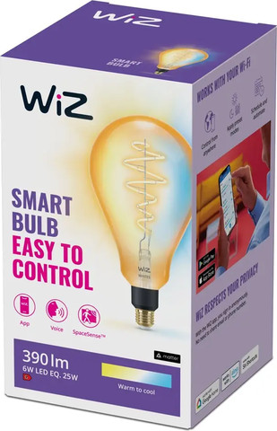 נורת פחם WiZ Wi-Fi BLE 25W PS160 E27 920-50 Amb 1CT/2 אמבר