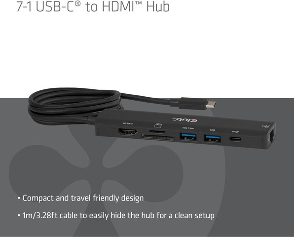 תחנת עגינה 7 ב-1 בחיבור USB-C עם תמיכה ברזולוציה של 4K 60Hz ו-Power Delivery 3.1 של עד כ-140W