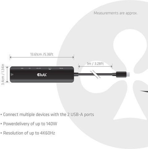 תחנת עגינה 7 ב-1 בחיבור USB-C עם תמיכה ברזולוציה של 4K 60Hz ו-Power Delivery 3.1 של עד כ-140W