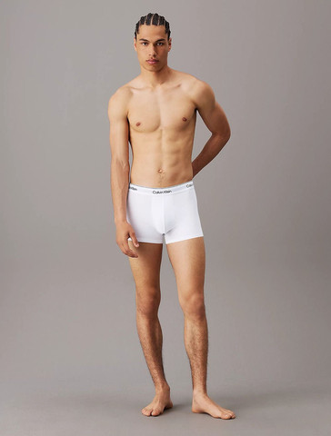 מארז שלישיית בוקסרים קלווין קליין 3 Pack Trunks - Icon Cotton Stretch גברים - קלווין קליין - White