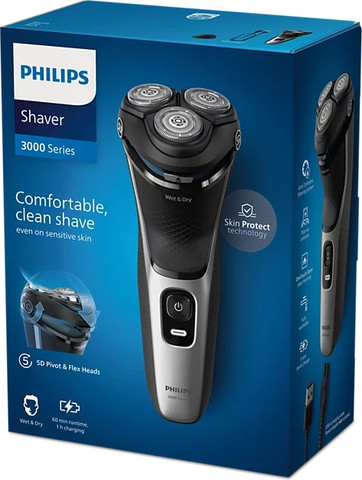 מכונת גילוח נטענת יבש/רטוב Phlips פיליפס Shaver 3000 Series S3143/00