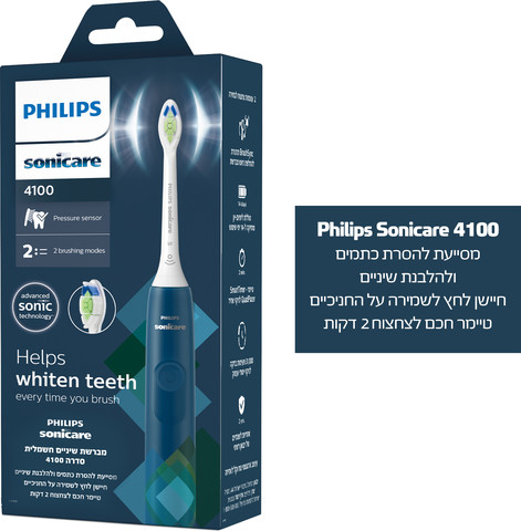 מברשת שיניים חשמלית סוניקר סדרה 4100 - צבע כחול