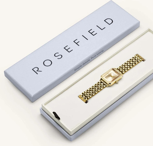 שעון נשים Rosefield Octagon XS OCGSG-O82 מוזהב עם לוח שמפניה