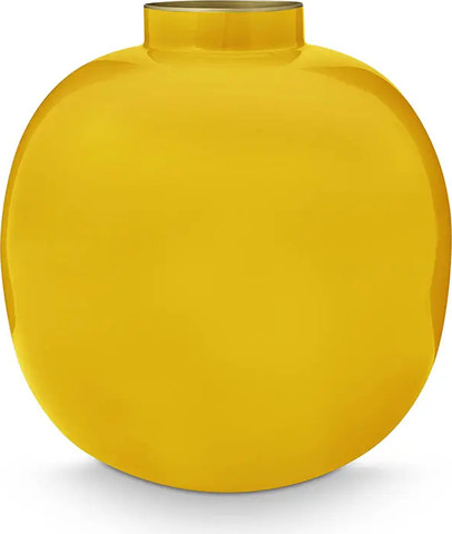אגרטל מתכת עגול צהוב בגובה 23 סמ Home Decor מבית PIP STUDIO