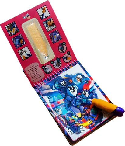 חוברת טוש מים ומדבקות 3 ב-1 - הרפתקאות קסומות - Qwi toy