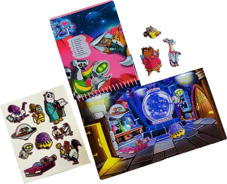 חוברת טוש מים ומדבקות 3 ב-1 - הרפתקאות קסומות - Qwi toy