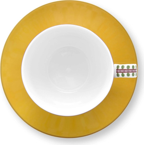 ספל ותחתית פורצלן Lily&Lotus Tiles Yellow בנפח 300 מל מבית Pip Studio
